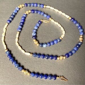 Vintage Lapis Lazuli Pearl Necklace